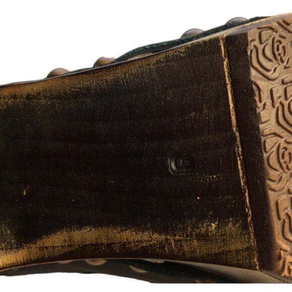 Violet Tash Leather Studded Wooden Heel Clogs Shoes Women Size 8 - Picture 6 of 8